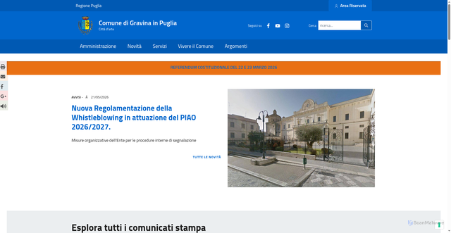 Security scan screenshot of https://www.comune.gravina.ba.it