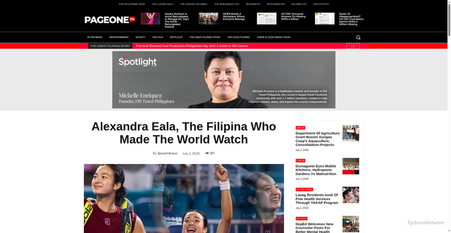 Security scan screenshot of http://pageone.ph/alexandra-eala-the-filipina-who-made-the-world-watch/