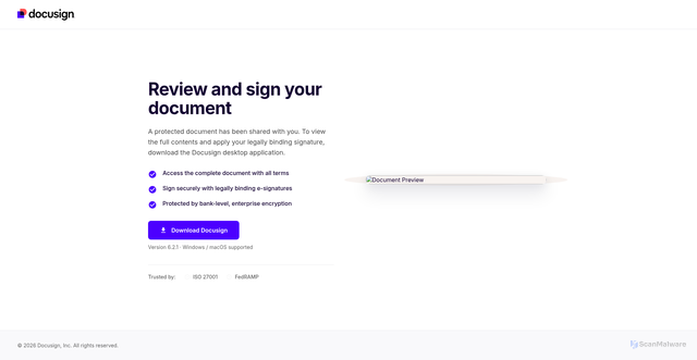 Security scan screenshot of http://swyftxfinancial.com/docusign/legal/transcript/Y1zITgYEA4b