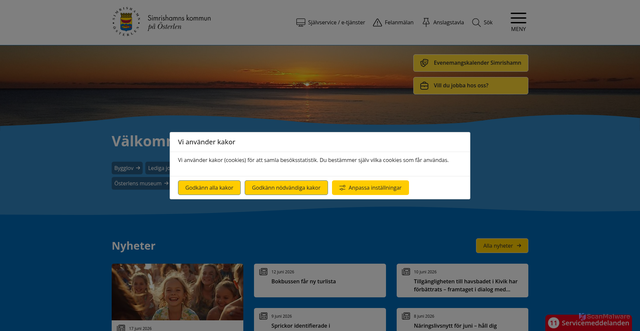 Security scan screenshot of http://www.simrishamn.se