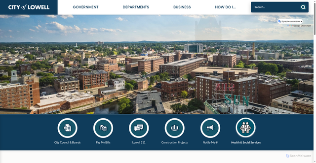 Security scan screenshot of https://lowellma.gov/