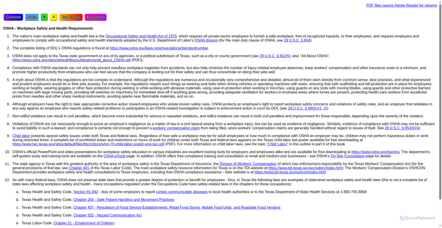 Security scan screenshot of https://efte.twc.texas.gov/osha.html