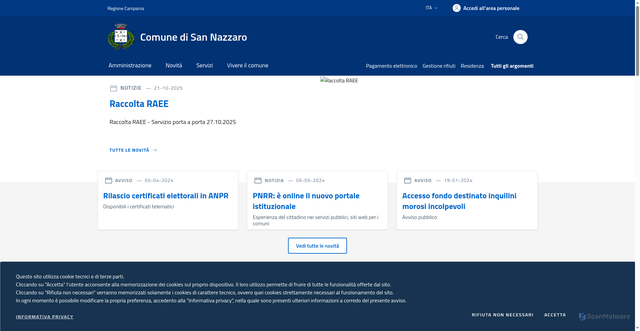 Security scan screenshot of https://www.comune.sannazzaro.bn.it
