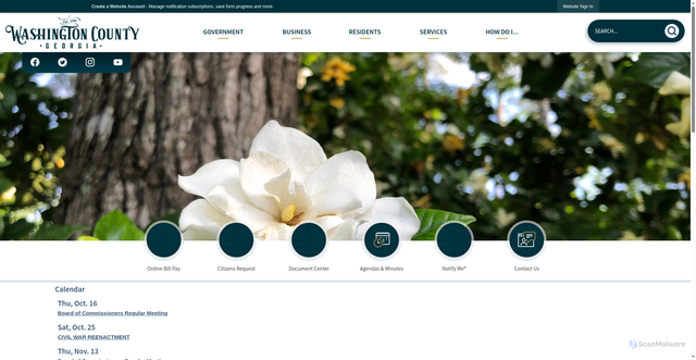 Security scan screenshot of https://washingtoncountyga.gov/