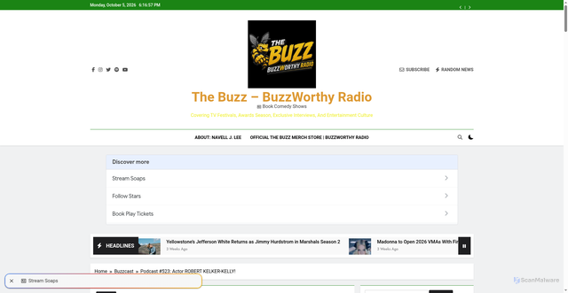 Security scan screenshot of https://buzzworthyradiocast.com/podcast-523-actor-robert-kelker-kelly/