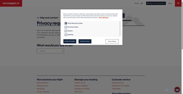 Security scan screenshot of https://privacy.norwegian.com/