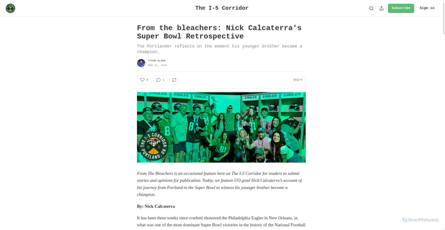 Security scan screenshot of https://www.i-5corridor.com/p/grant-calcaterra-super-bowl-eagles