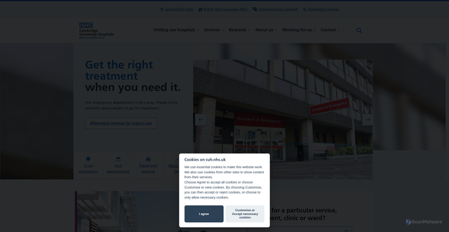 Security scan screenshot of https://www.cuh.nhs.uk/
