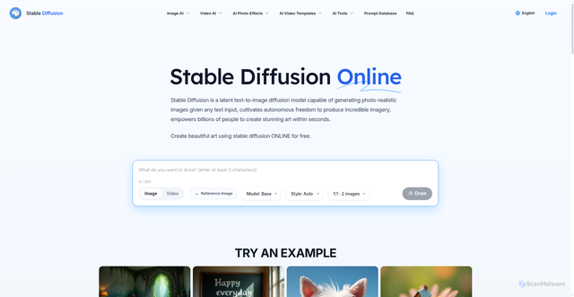 Security scan screenshot of https://stablediffusionweb.com