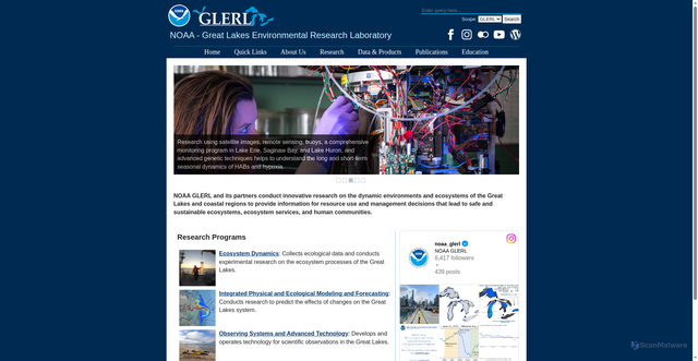 Security scan screenshot of https://glerl.noaa.gov