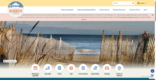 Security scan screenshot of https://www.rehobothbeachde.gov/