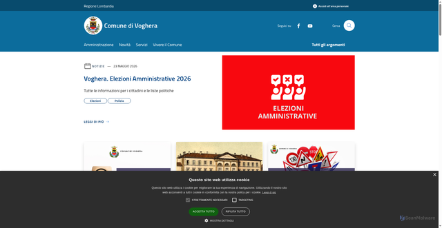 Security scan screenshot of https://www.comune.voghera.pv.it