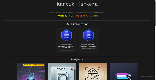 Security scan screenshot of https://madebykartik.us/