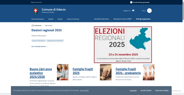 Security scan screenshot of https://www.comune.oderzo.tv.it/home