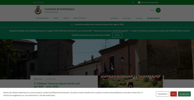 Security scan screenshot of https://www.comune.gremiasco.al.it