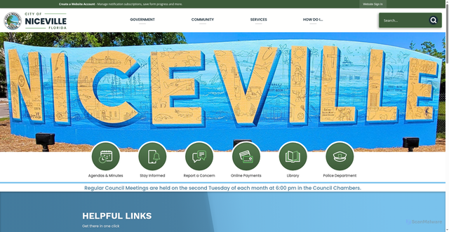 Security scan screenshot of https://www.cityofniceville.org/