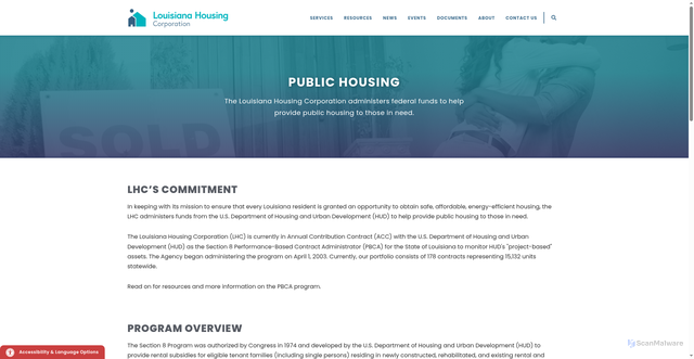 Security scan screenshot of https://www.lhc.la.gov/public-housing