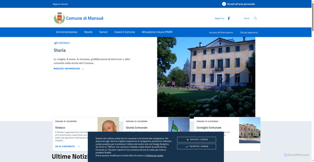 Security scan screenshot of https://www.comune.mansue.tv.it