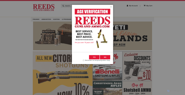 Security scan screenshot of https://reedsgunsandammo.com