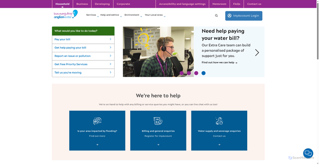 Security scan screenshot of https://www.anglianwater.co.uk/