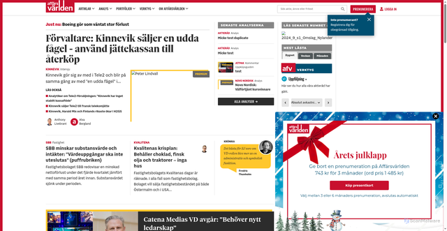 Security scan screenshot of https://affarsvarlden.bldt.dev/