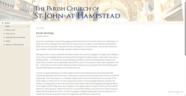 Security scan screenshot of https://hampsteadparishchurch.org.uk/magazines/parish-meetings/