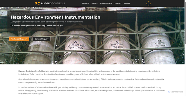 Security scan screenshot of https://rugged-controls.com/resource-center/applications/hazardous-environment/