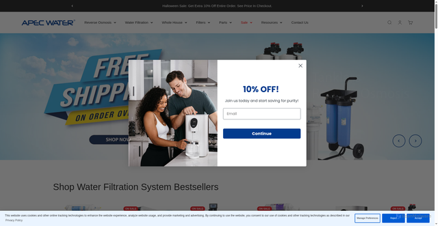 Security scan screenshot of https://www.apecwater.com/?srsltid=AfmBOooUQXV5VXrLGe0eZejSjlRQWF3bj-QbZR7PL6ZsZX92uLVqZLxf