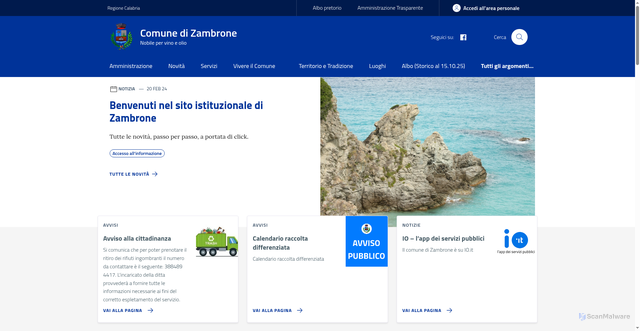 Security scan screenshot of https://www.comune.zambrone.vv.it/
