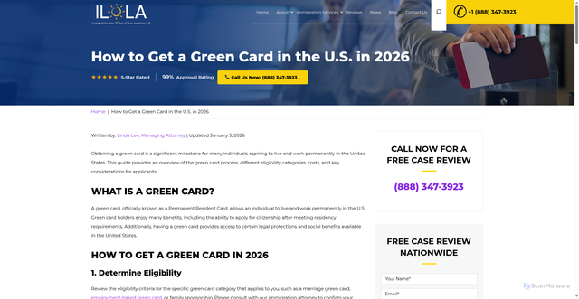 Security scan screenshot of https://immigrationhelpla.com/green-card-guide/