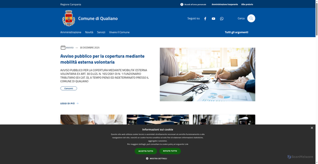 Security scan screenshot of https://www.comune.qualiano.na.it/it