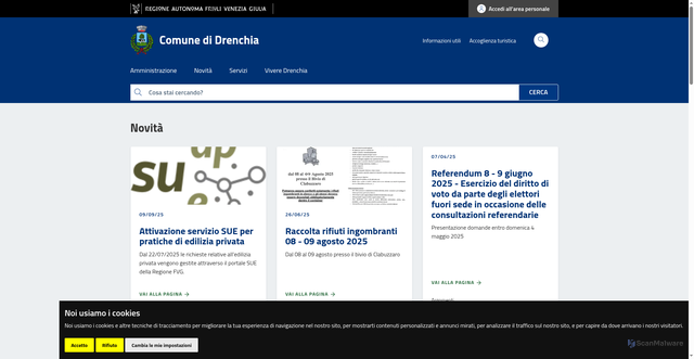 Security scan screenshot of https://www.comune.drenchia.ud.it/