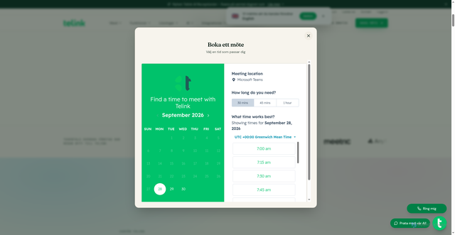 Security scan screenshot of https://telink.se