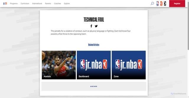 Security scan screenshot of https://jr.nba.com/technical-foul/