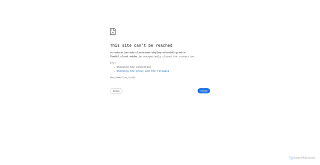 Security scan screenshot of https://cc-education-edu-classrooms-deploy-ethos503-prod-v-7bed97.cloud.adobe.io