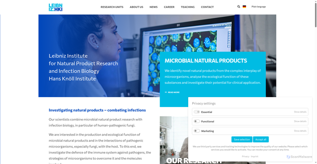 Security scan screenshot of https://www.leibniz-hki.de/en/