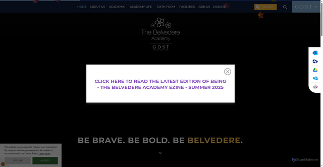 Security scan screenshot of https://www.belvedereacademy.net/