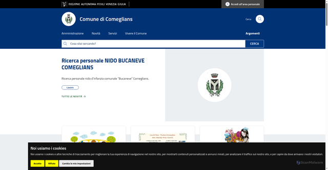 Security scan screenshot of https://www.comune.comeglians.ud.it/