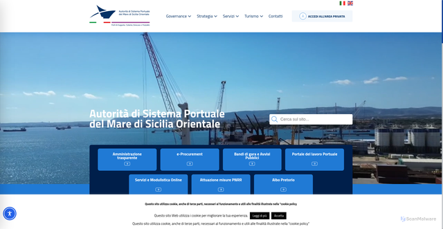 Security scan screenshot of https://www.adspmaresiciliaorientale.it/