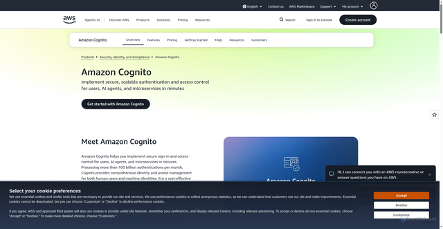 Security scan screenshot of https://cognito-identity.ap-southeast-1.amazonaws.com