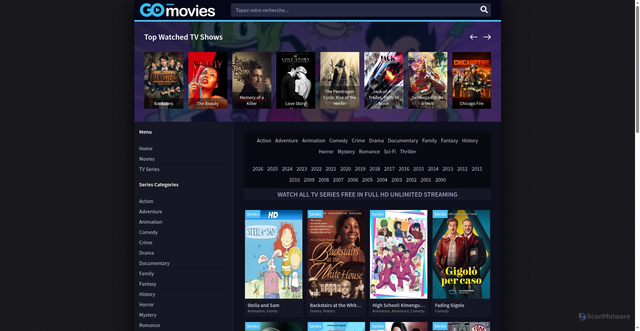 Security scan screenshot of https://123gomovie.net/series/