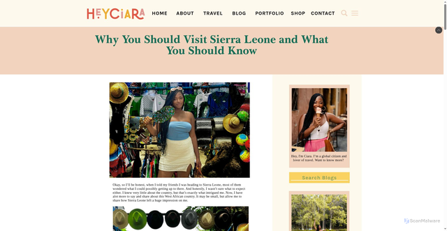 Security scan screenshot of https://heyciara.com/why-you-should-visit-sierra-leone-and-what-you-should-know/