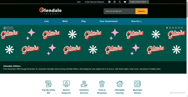 Security scan screenshot of https://www.glendaleaz.gov/Home