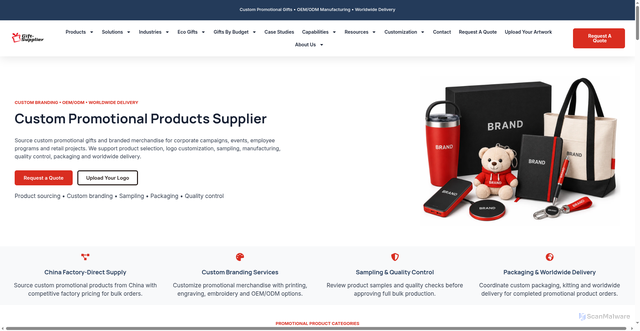 Security scan screenshot of https://gift-supplier.com/