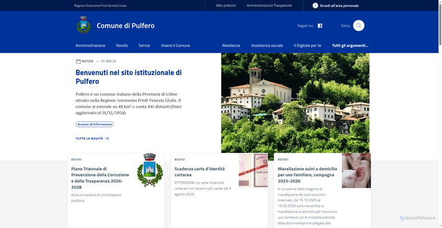 Security scan screenshot of https://www.comune.pulfero.ud.it/