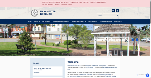 Security scan screenshot of https://manchesterborough.gov/