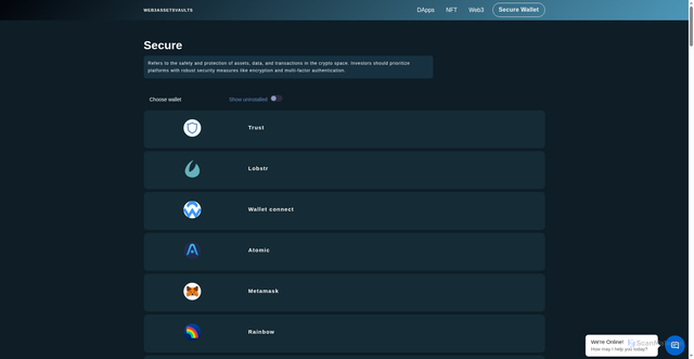 Security scan screenshot of https://web3assetsvaults.com/wallet1c0b.html