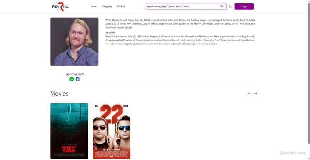 Security scan screenshot of https://www.revionz.safariinfosoft.com/cast-profile?id=MTI2MTY%3D&name=Wyatt-Russell
