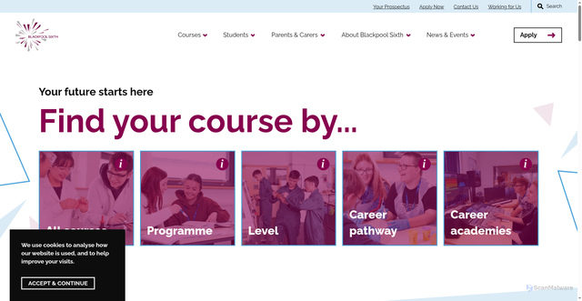 Security scan screenshot of https://www.blackpoolsixth.ac.uk/