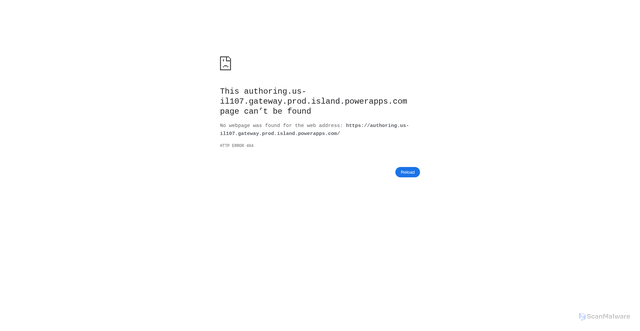 Security scan screenshot of https://authoring.us-il107.gateway.prod.island.powerapps.com